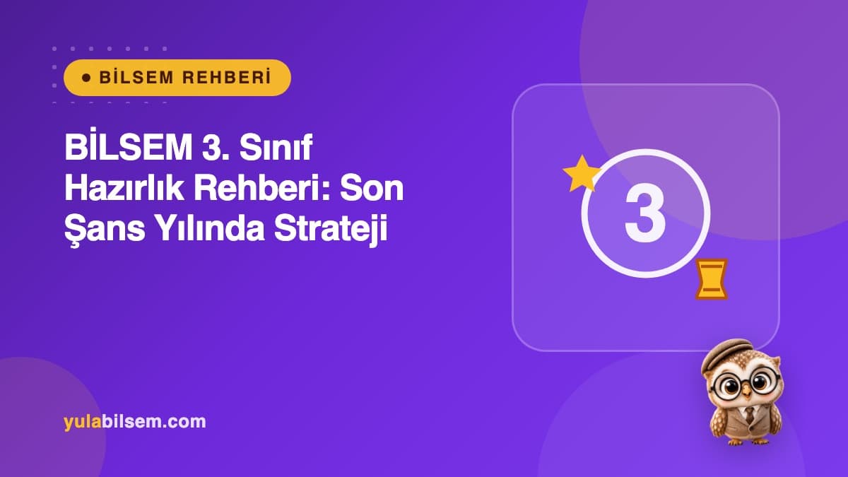 BİLSEM 3. sınıf hazırlık rehberi kapak görseli — tablet başında odaklanmış çalışan 8-9 yaş öğrenci