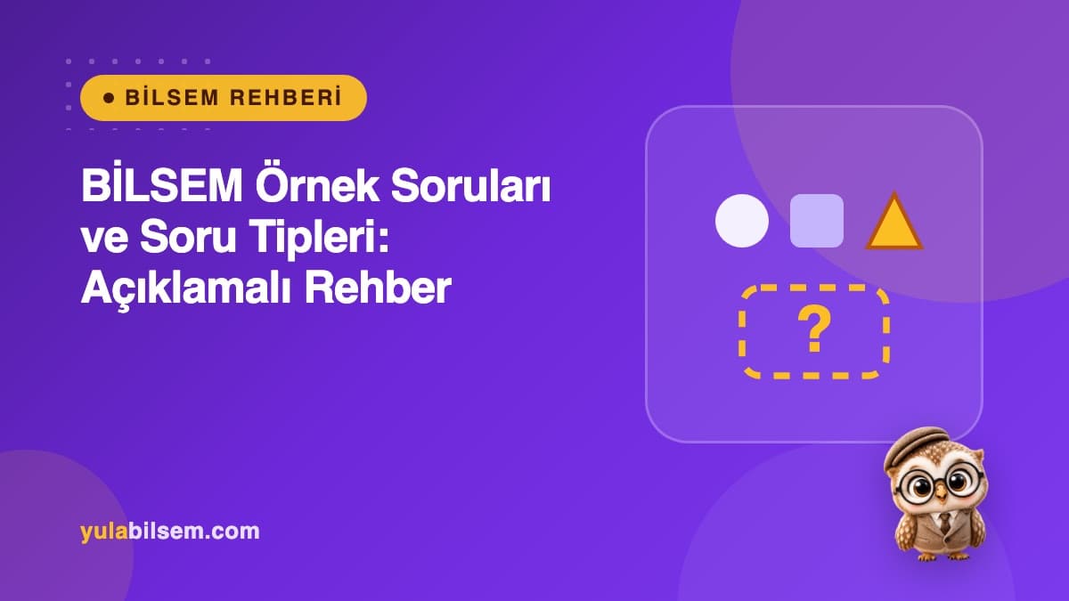 BİLSEM örnek soruları ve soru tipleri rehberi kapak görseli — örüntü, analoji ve uzamsal soru örnekleri